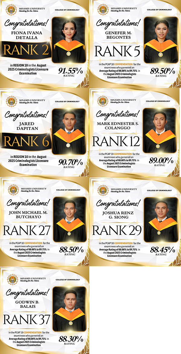 Misamis University Once Again Proves Its Excellence in Criminology Education!